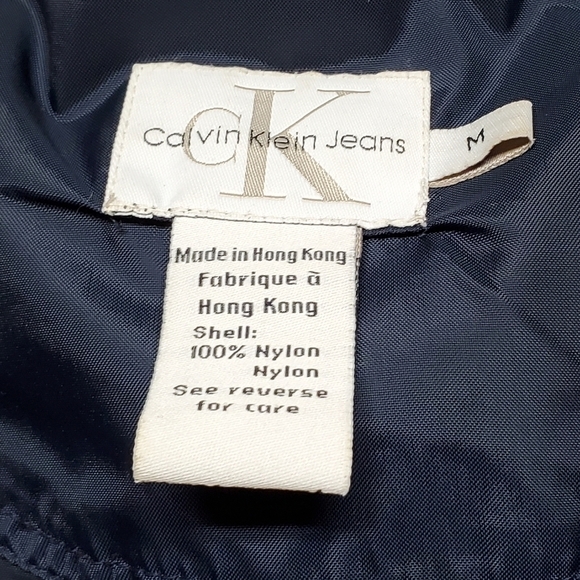 RARE Vintage 90s Calvin Klein Jeans Logo Front Full-zip Hooded Windbreaker Med - Picture 14 of 14